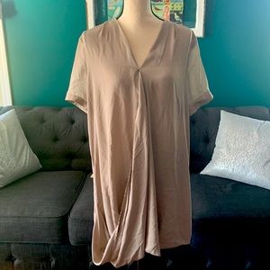 Stella Luce draped wrap dress in taupe